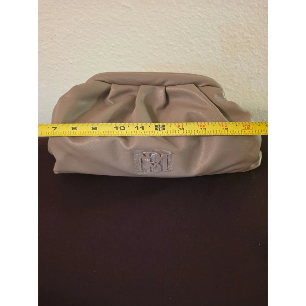 Badgley Mischka Taupe Vegan Leather Pleated Frame Clutch Bag BM-4080